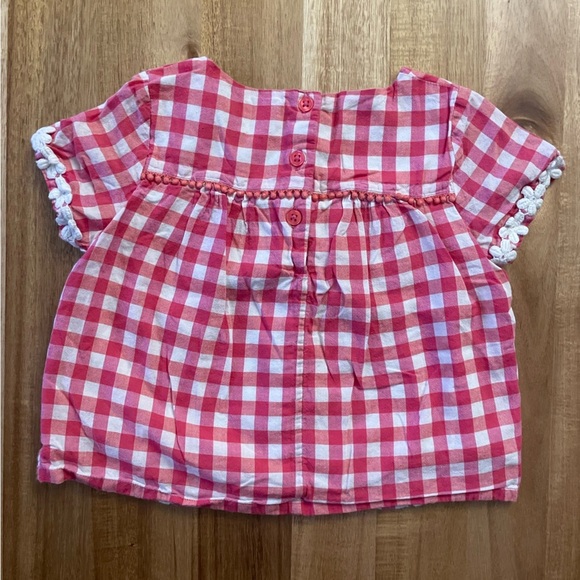 Mini Boden Red Pink White Gingham Top 3Y-4Y - Picture 3 of 3
